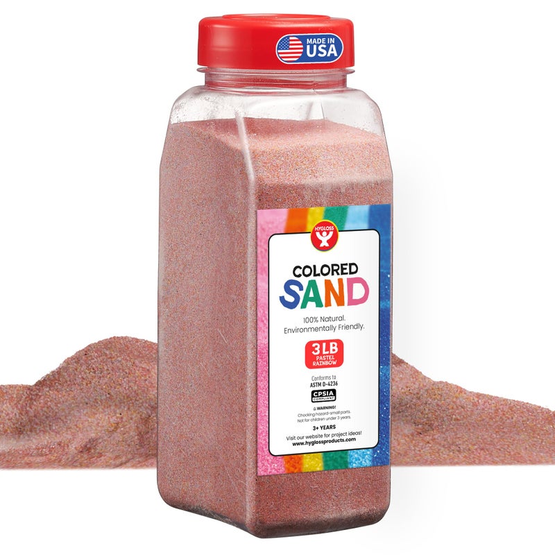 Hygloss Colored Sand for Crafts 3 lb Bottle Pastel Rainbow Vibrant Colorful Fine Sensory Play Sand Art Kits for Kids Classroom Activities for Children 3 4 5 6 7 8 9 10 11 12 Safe for Ages 3 - Image 3