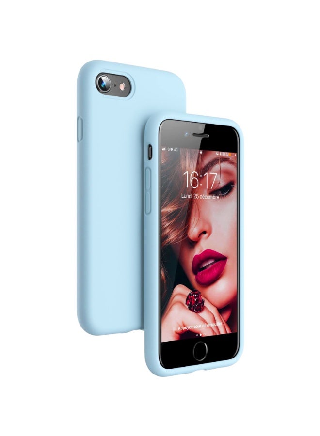 Compatible with iPhone 6/6S Plus Case 5.5 Inch Slim Liquid Silicone 4 Layers Soft Gel Rubber Shockproof Protective Phone Case with Anti Scratch Microfiber Lining (Light Blue) - Image 1