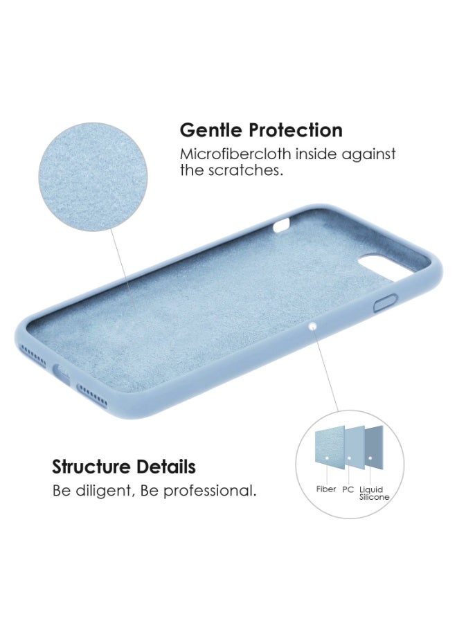 Compatible with iPhone 6/6S Plus Case 5.5 Inch Slim Liquid Silicone 4 Layers Soft Gel Rubber Shockproof Protective Phone Case with Anti Scratch Microfiber Lining (Light Blue) - Image 3