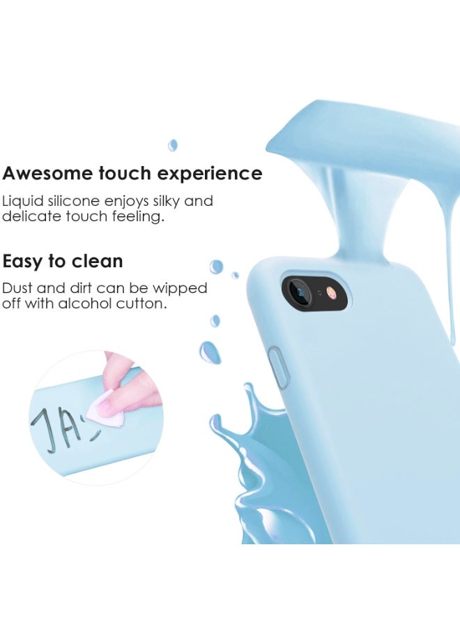 Compatible with iPhone 6/6S Plus Case 5.5 Inch Slim Liquid Silicone 4 Layers Soft Gel Rubber Shockproof Protective Phone Case with Anti Scratch Microfiber Lining (Light Blue) - Image 2