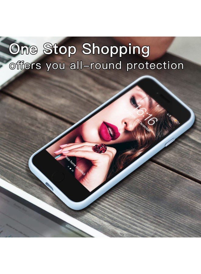 Compatible with iPhone 6/6S Plus Case 5.5 Inch Slim Liquid Silicone 4 Layers Soft Gel Rubber Shockproof Protective Phone Case with Anti Scratch Microfiber Lining (Light Blue) - Image 4