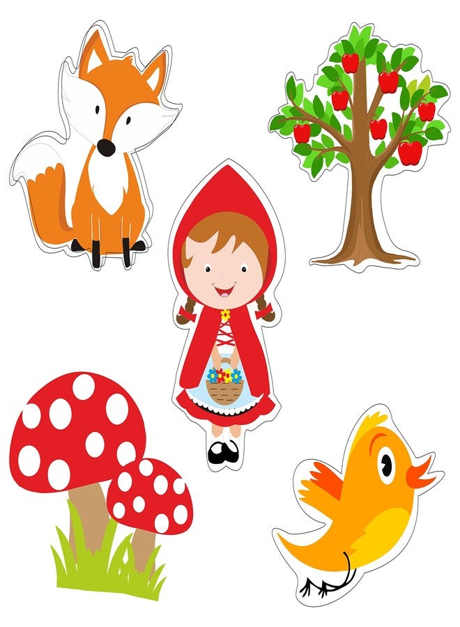 PrettyurParty Pretty UR Party Little Red Riding Hood Theme Paper Cutouts for Birthday Parties, Fairy Tale Party Supplies décor, Red Riding Hood Birthday Party Decoration Cut-Outs (10 pcs) - Image 1