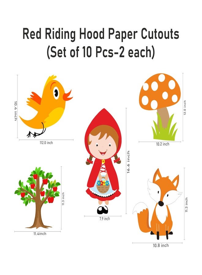 PrettyurParty Pretty UR Party Little Red Riding Hood Theme Paper Cutouts for Birthday Parties, Fairy Tale Party Supplies décor, Red Riding Hood Birthday Party Decoration Cut-Outs (10 pcs) - Image 2