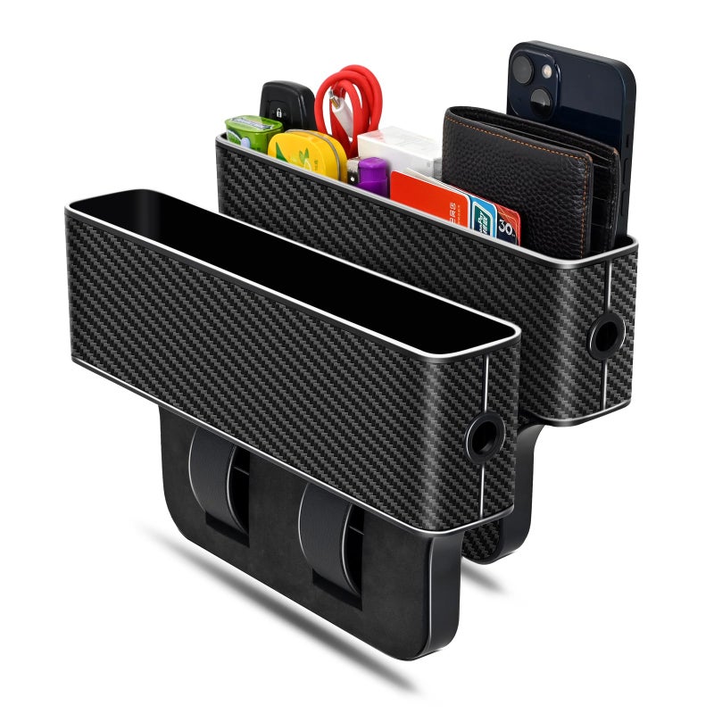 jiaji Car Seat Gap Filler Multifunctional Car Seat Gap Filler Organizer 2 Pack Car Seat Organizer for Storing Phones Keys Cards Data Cables Universal Fit Car SUV Truck