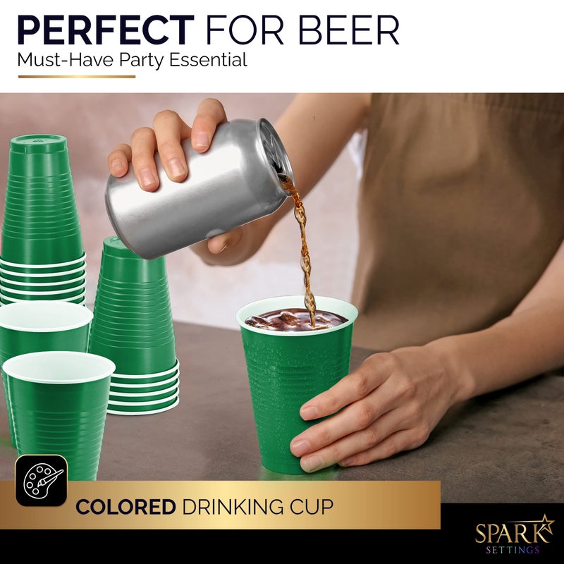 Amcrate Disposable Plastic Cups  Green Colored Plastic Cups  12-Ounce Plastic Party Cups  Strong and Sturdy Disposable Cups for Party  Wedding  Christmas  Halloween Party Cup  50 Pack - Image 4