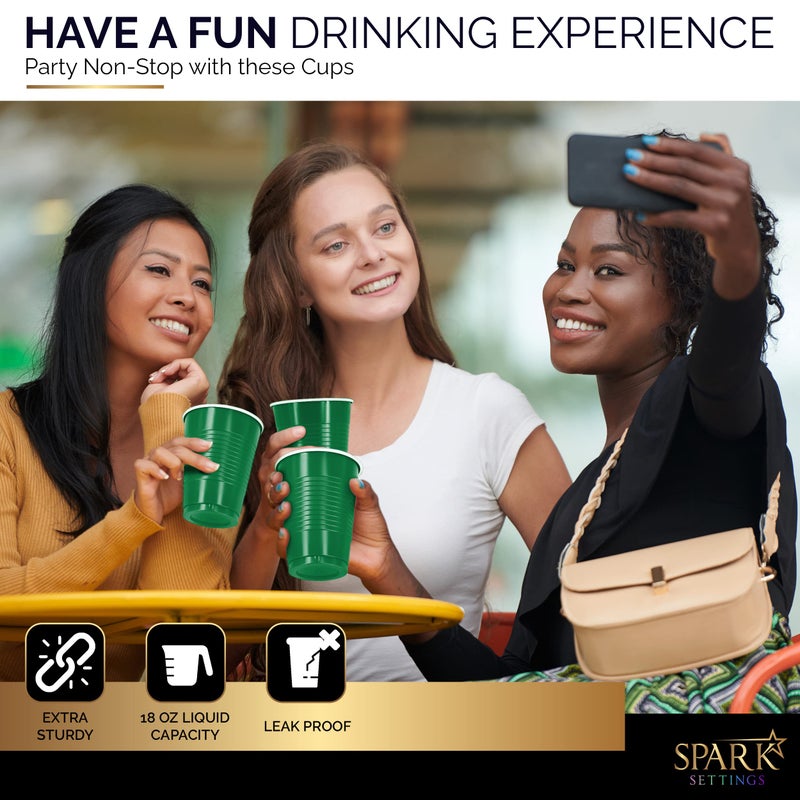 Amcrate Disposable Plastic Cups  Green Colored Plastic Cups  12-Ounce Plastic Party Cups  Strong and Sturdy Disposable Cups for Party  Wedding  Christmas  Halloween Party Cup  50 Pack - Image 5