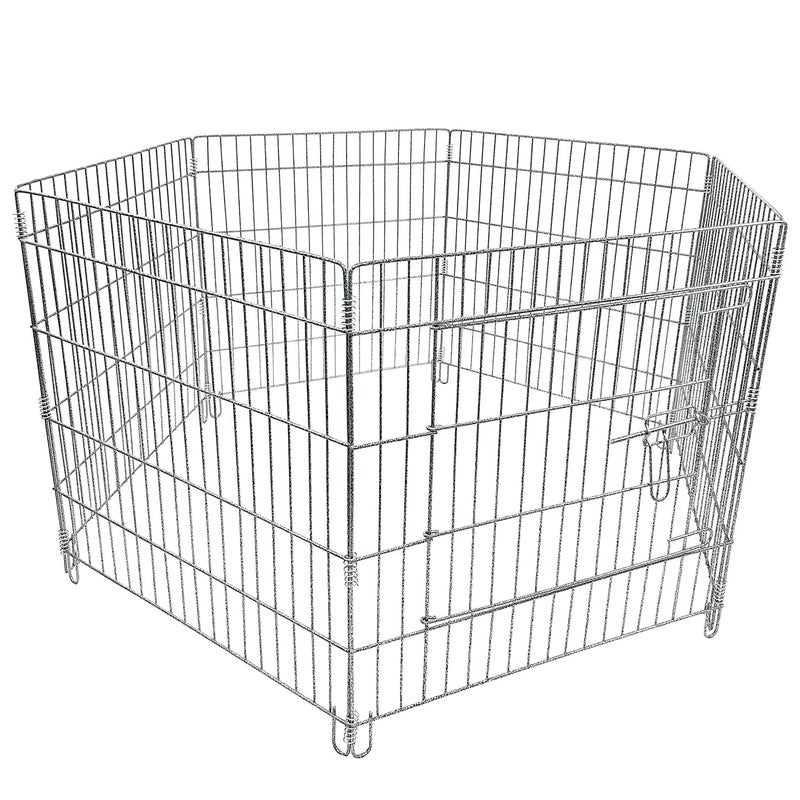 KittuPet Foldable Metal Pet Dog Exercise Fence Pen with Gate Black, for Dog cat Rabbits (24 inch Play Pen) - Image 1