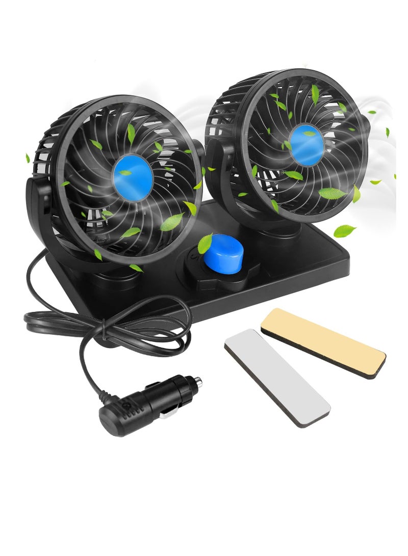 Excefore Car Fan with Summer Cooling Air Circulator for 360 Degree Rotatable 12 Volt 2 Speed Dual Head Cool - Image 1