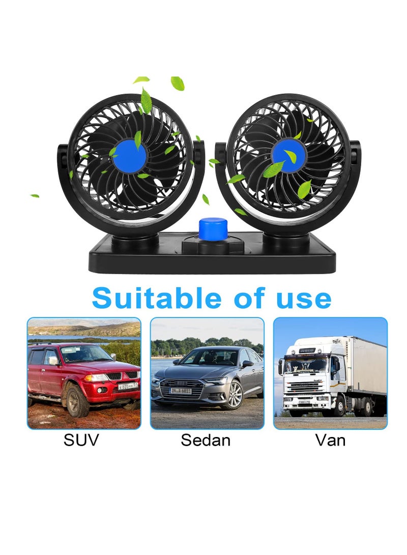 Excefore Car Fan with Summer Cooling Air Circulator for 360 Degree Rotatable 12 Volt 2 Speed Dual Head Cool - Image 4