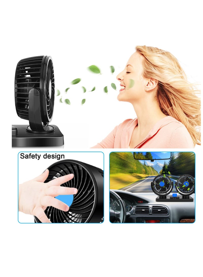 Excefore Car Fan with Summer Cooling Air Circulator for 360 Degree Rotatable 12 Volt 2 Speed Dual Head Cool - Image 2