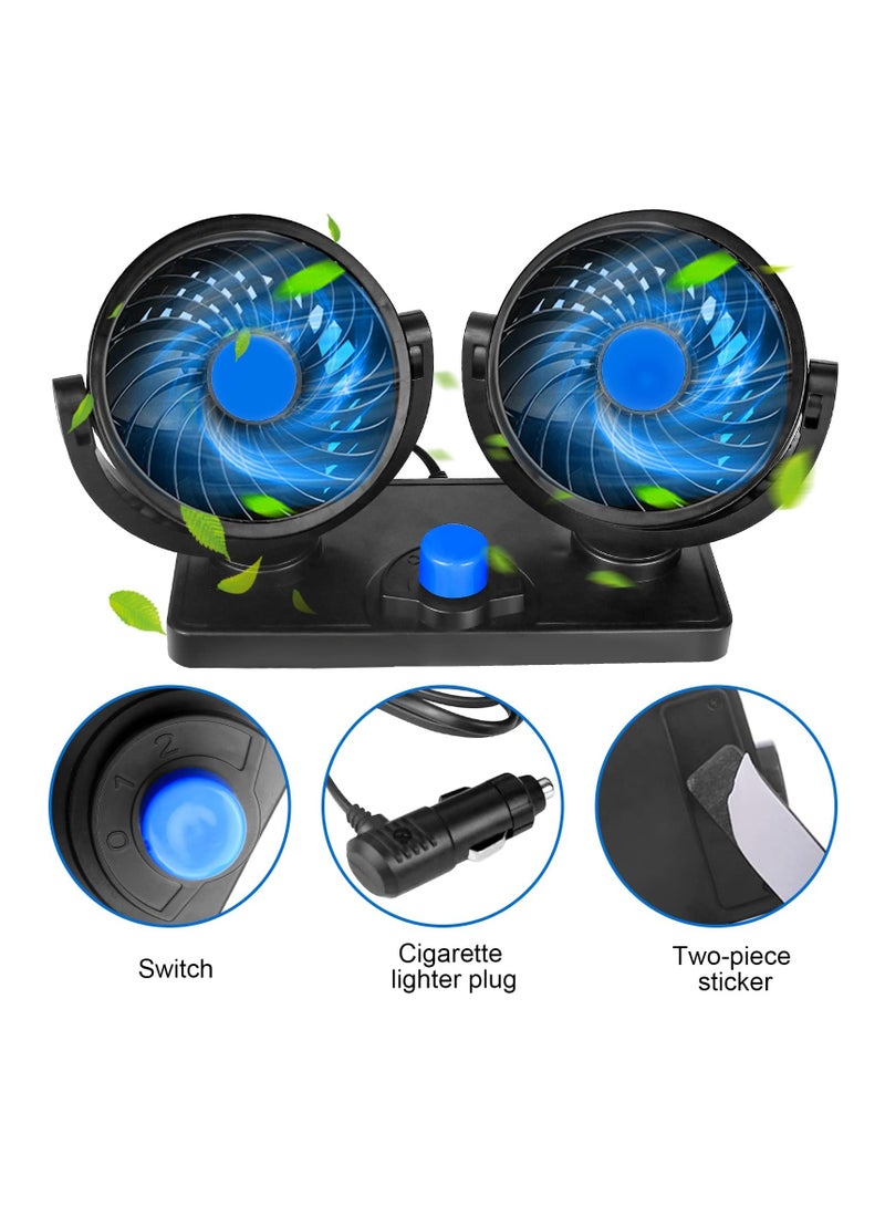 Excefore Car Fan with Summer Cooling Air Circulator for 360 Degree Rotatable 12 Volt 2 Speed Dual Head Cool - Image 5