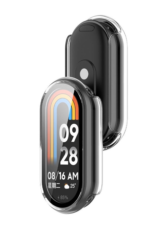 روكاوات - حافظة متوافقة مع ساعة Xiaomi band 9 Watch، طبقة واقية زجاجية، إطار من البلاستيك الصلب، حافظة ساعة Xiaomi band 9 شفافة - Image 1