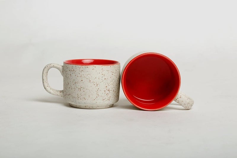 Caffeine Ceramic Handmade red & Marble Matte Tea Set (Set of 6) 1 Trey,4 Cups & 1 Tea Pot - Image 5