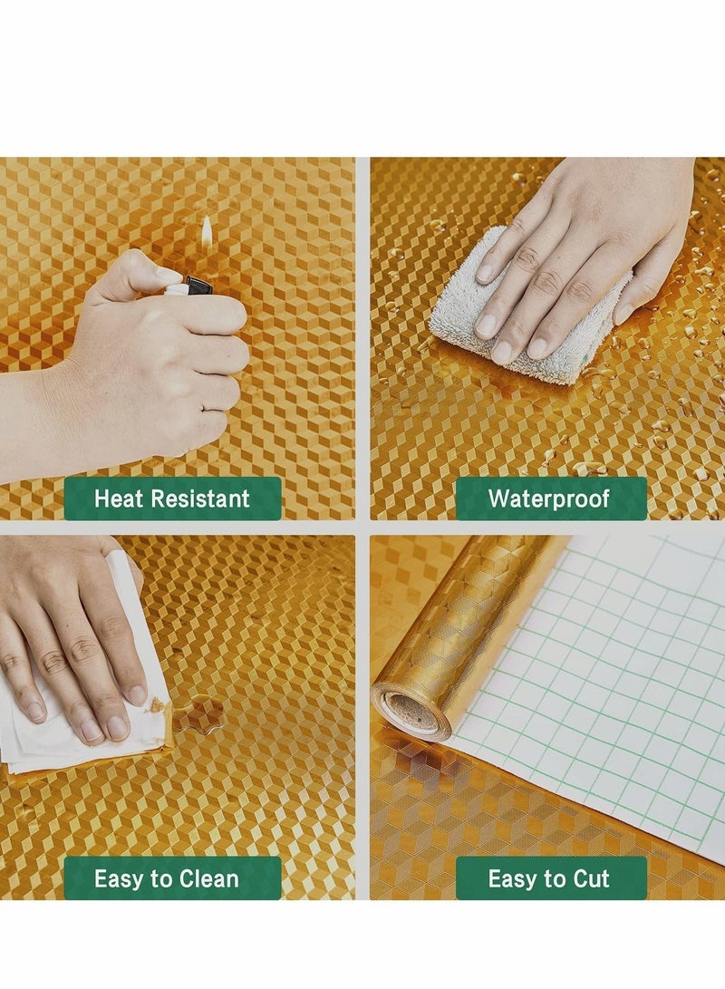 كابتن تيك Backsplash Wallpaper Peel and Stick Aluminum Foil Contact Paper Self Adhesive Oil-Proof Heat Resistant Wall Sticker for Countertop Drawer Liner Shelf Liner - Image 3