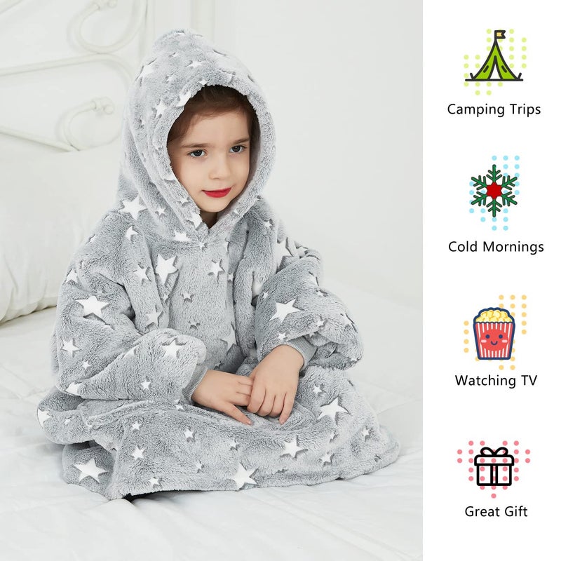 KFUBUO Wearable Blanket Hoodie for Kids Toddlers Sherpa Blanket Sweatshirt With Pocket Cute Hoodies 2-6 Year Old Girl Boy Birthday Gifts - Image 2