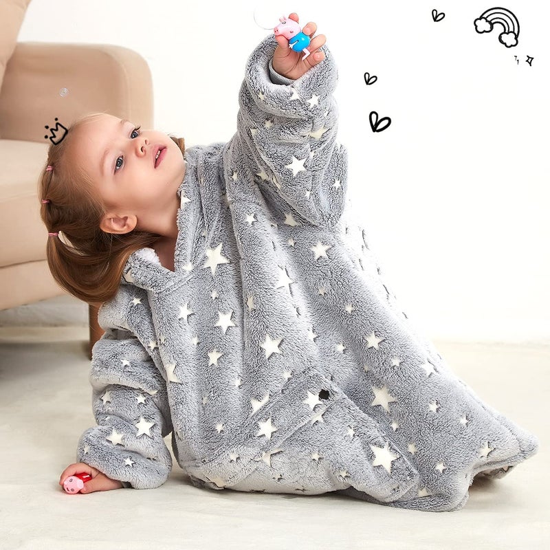 KFUBUO Wearable Blanket Hoodie for Kids Toddlers Sherpa Blanket Sweatshirt With Pocket Cute Hoodies 2-6 Year Old Girl Boy Birthday Gifts - Image 4