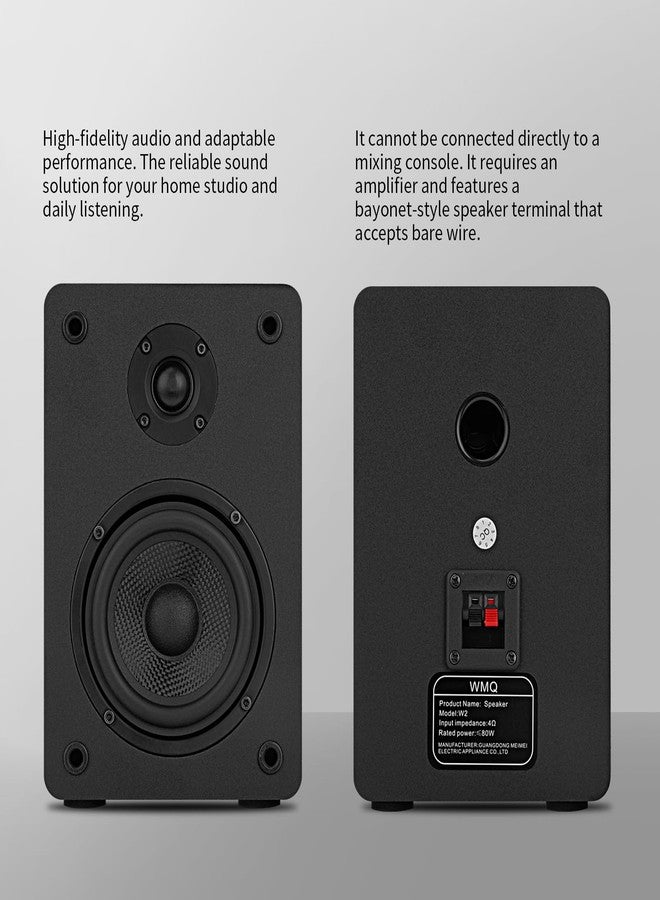 WMQ 40W*2 Passive Bookshelf Speakers for Record Players and Home Theater Systems, Midrange and High-Frequency Stereo Speakers, Indoor Rear Surround Speakers, Requires a Amplifier,(Black) - Image 5