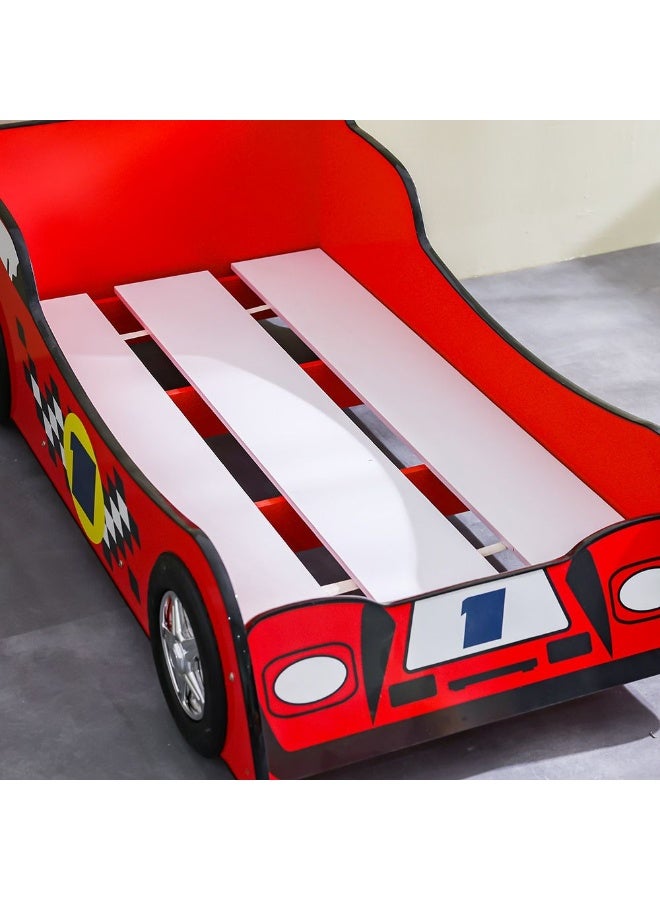 DANUBE HOME Ranger 70x130 Toddler Car Bed – Kids Car-Shaped Bed for Boys & Girls – Comfortable and Stylish Children's Bed for Bedroom, Playroom, Ideal for Nursery Décor -Red - Image 4