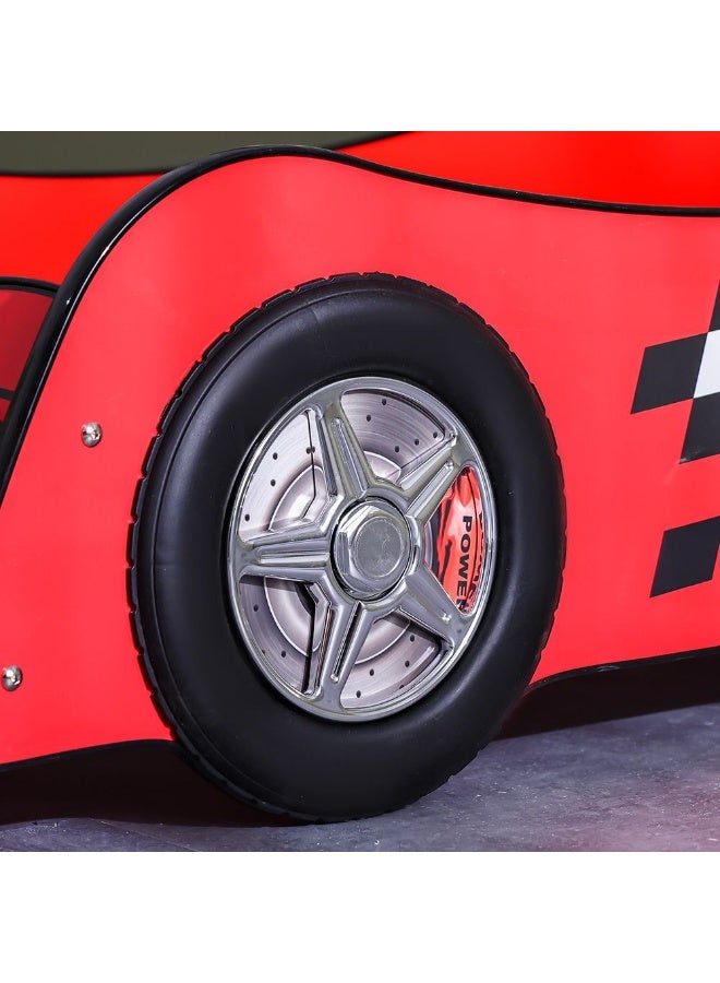 DANUBE HOME Ranger 70x130 Toddler Car Bed – Kids Car-Shaped Bed for Boys & Girls – Comfortable and Stylish Children's Bed for Bedroom, Playroom, Ideal for Nursery Décor -Red - Image 5