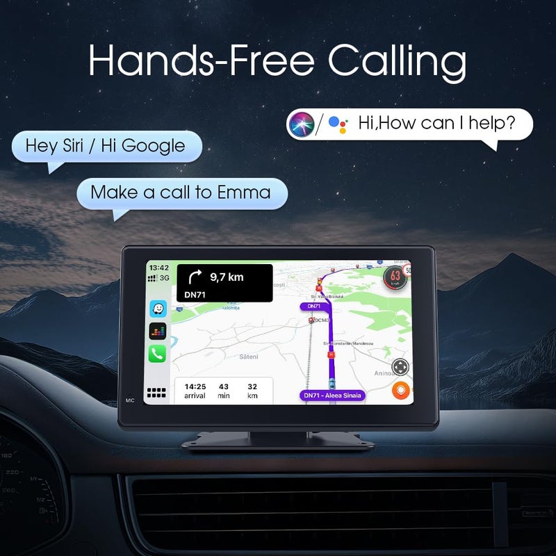 Haudio 7 inch Portable Carplay Wireless Car Stereo,HD Touchscreen for All Vehicles,with Apple CarPlay & Android Auto with Backup Camera/Mirror Link/Voice Control/Bluetooth/GPS/AUX/FM Satellite Radio - Image 3