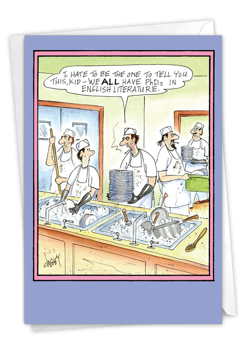 NobleWorks - 1 Funny Graduation Card with Envelope - Cartoon Humor Card for Graduate, College or High School - Phd Cheney 3854 - Image 1