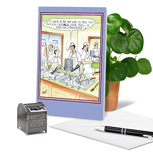 NobleWorks - 1 Funny Graduation Card with Envelope - Cartoon Humor Card for Graduate, College or High School - Phd Cheney 3854 - Image 3