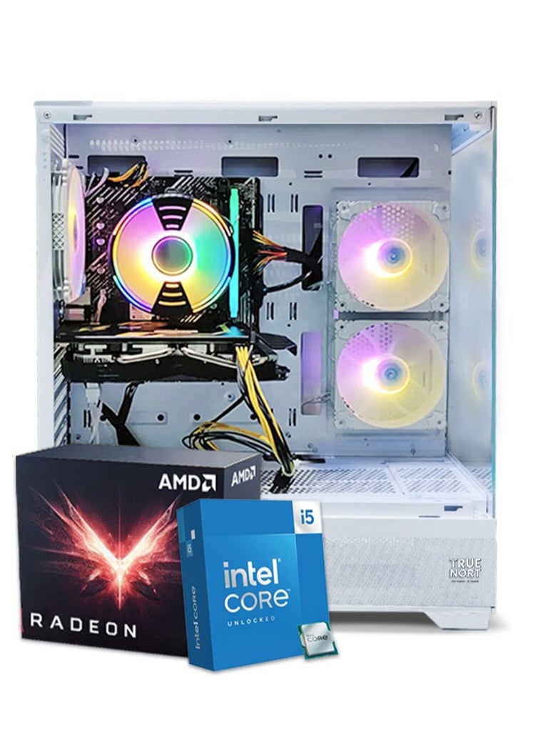 Truenort - Super Exotic Gaming PC, Intel Core i5-10400F/ H510 / RX580/ 8GB RAM / 256GB SSD +1TB HDD/ TrueNort TN-19 270° Glass RGB White Case/ Windows 11 Pro - Image 1