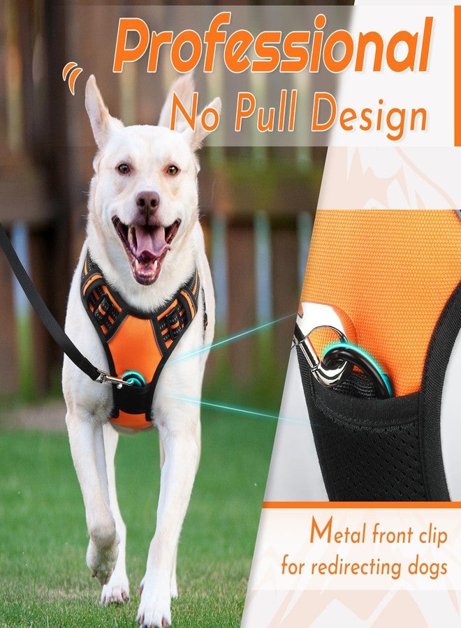 Eagloo Dog Harness Medium Sized Dog, No Pull Service Vest with Reflective Strips and Control Handle, Adjustable and Comfortable for Walking, No Choke Pet Harness with 2 Metal Rings, Orange, M - Image 3
