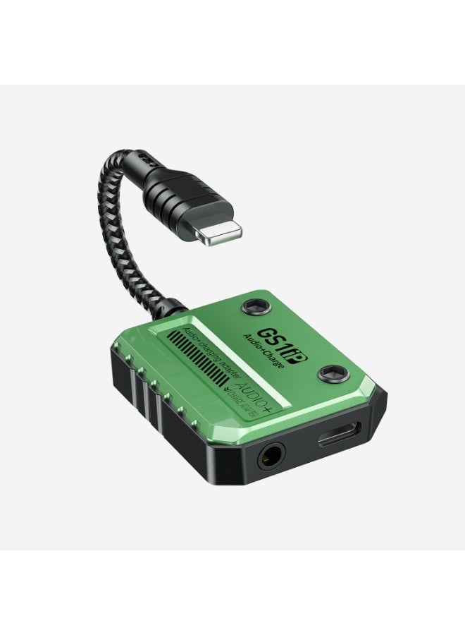 بليكستون محول Plextone GS1 بمنفذ Lightning: يجمع بين منفذ سماعة رأس (AUX) مقاس 3.5 مم وشحن سريع بقوة 30 واط، ويدعم الصوت عالي الدقة (Hi-Res) والتشغيل الفوري دون تأخير (Zero Delay) والميكروفون. يتميز بأنه معتمد من MFI ويعمل بتقنية "التوصيل والتشغيل" (Plug-and-Play) – متوافق مع هواتف iPhone 8 وX و11 و12 و13 و14 Pro Max. - Image 1