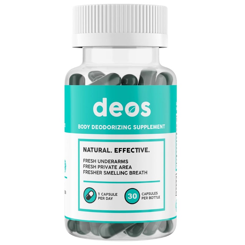 DEOS Internal Deodorant Supplement â€“ Full Body Deodorizer for Gut Health, Skin Health, Detox & Digestion Support â€“ Natural Odor Control Chlorophyll Pills | 30 Capsules - Image 1
