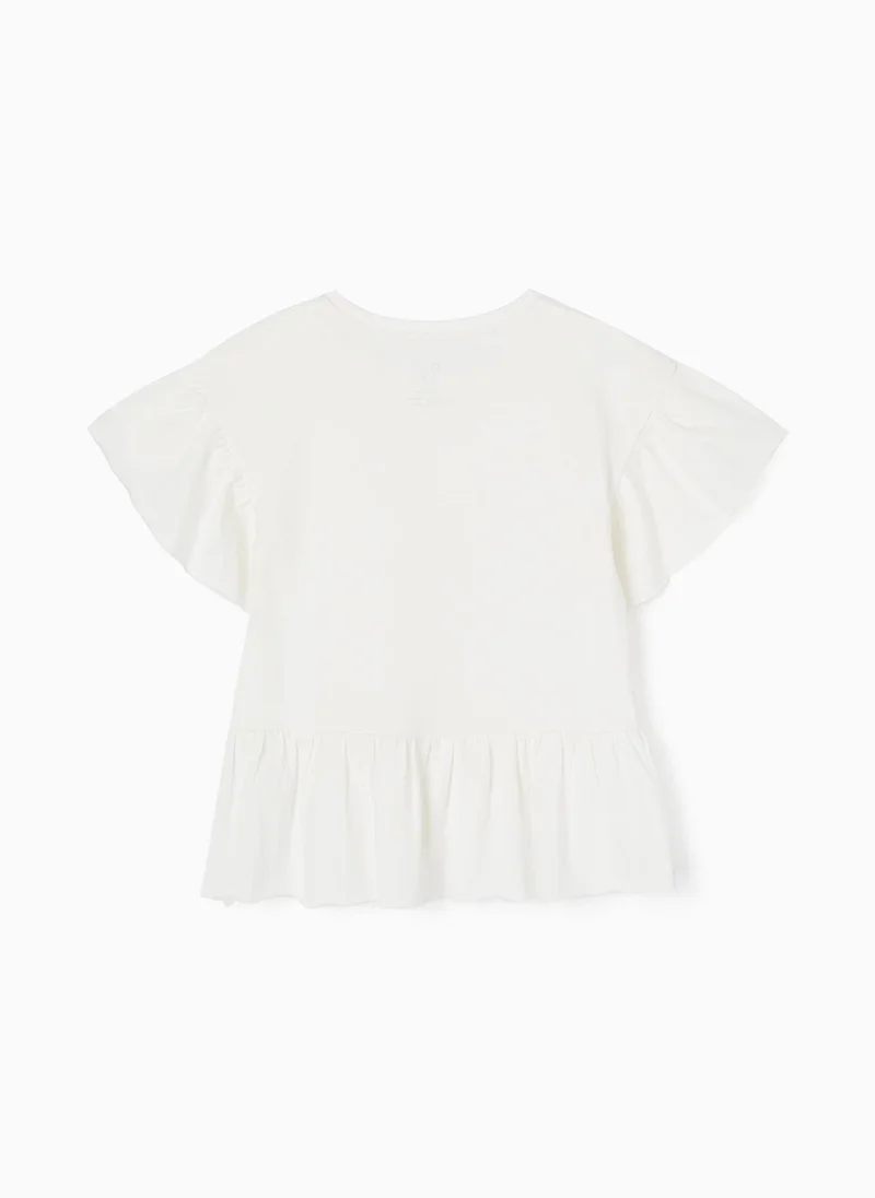 زيبي Cotton T-shirt with Frills for Girls