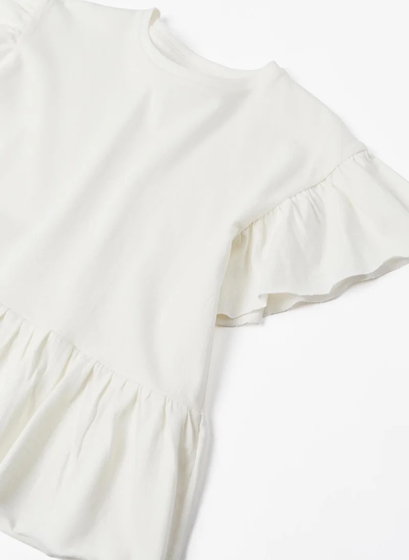 زيبي Cotton T-shirt with Frills for Girls