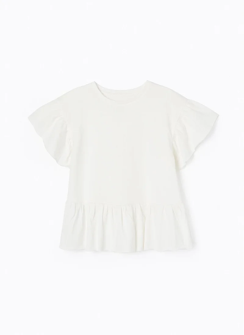 زيبي Cotton T-shirt with Frills for Girls