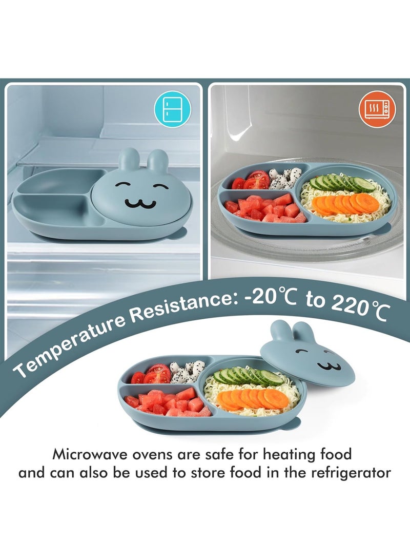 iMissiu Baby Silicone Plate with Suction BPA Free Divided Toddler Plates 100% Food Grade Safe Baby Dinnerware for Self-Feeding After Weaning Everyday Use - Image 3