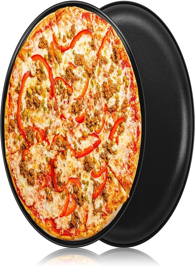 TrendyTrolley 2 Pc Pizza Tray | Carbon Steel Non-Stick Bakeware | Cake Pizza Pan Baking Mould | Used in Microwave Oven, OTG | Baking Tools | Black (23cm x 23cm x 1.5cm) - Image 1