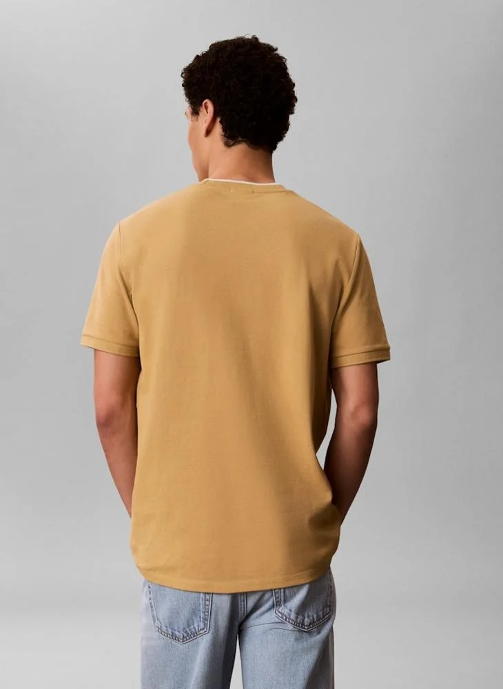 CALVIN KLEIN Cotton Piqué Tipped Collar T-shirt