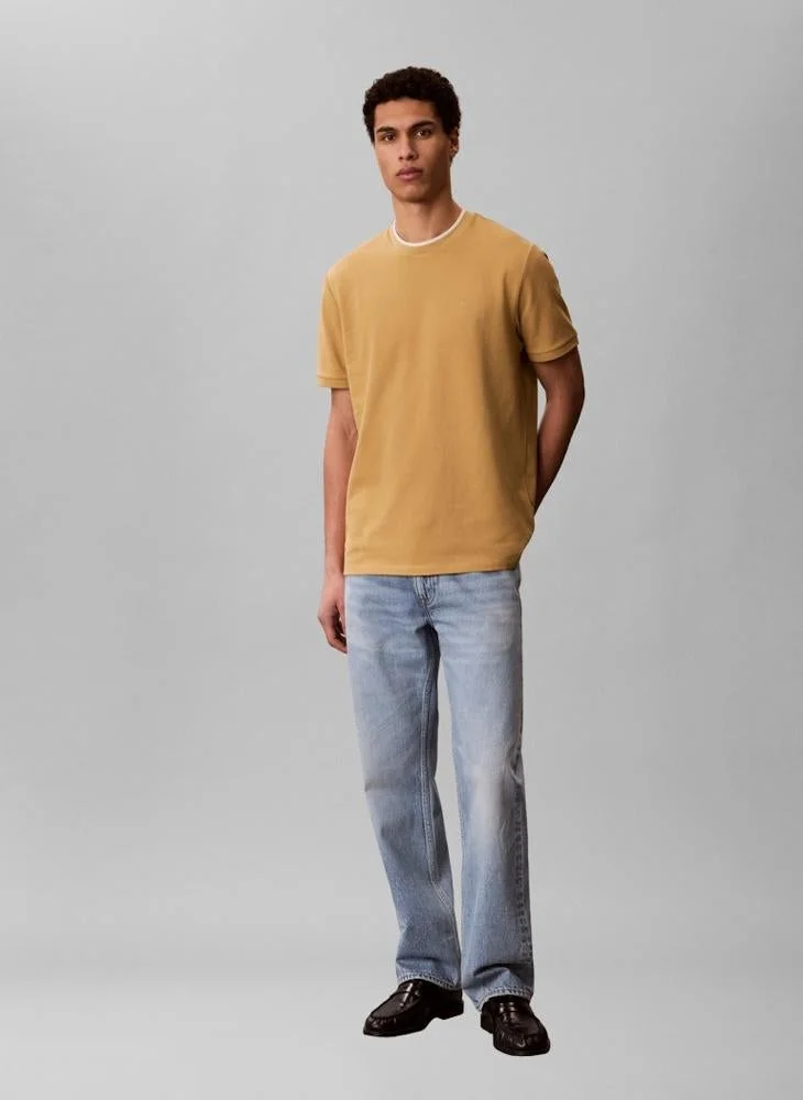CALVIN KLEIN  Cotton Piqué Tipped Collar T-shirt for Men | Best Price UAE