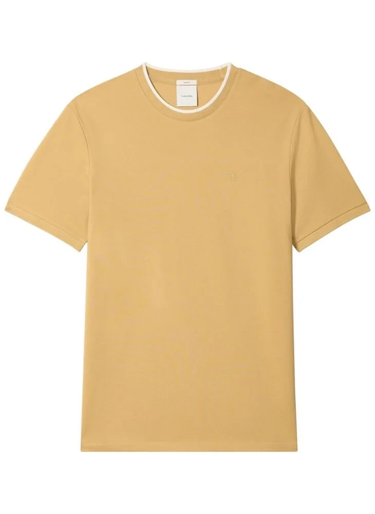 CALVIN KLEIN  Cotton Piqué Tipped Collar T-shirt for Men | Best Price UAE