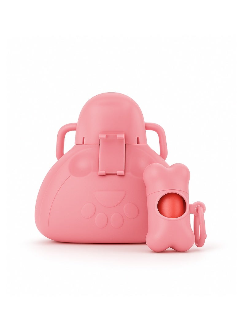 funkypets Dog & Cat Poop Scooper with Bag Dispenser – No-Touch Handheld Pet Waste Picker, Portable Sanitary Poop Cleaner for Dog Walks, Attachable to Leash, Harness or Waist – Includes 15 Bags (Pink) - Image 1