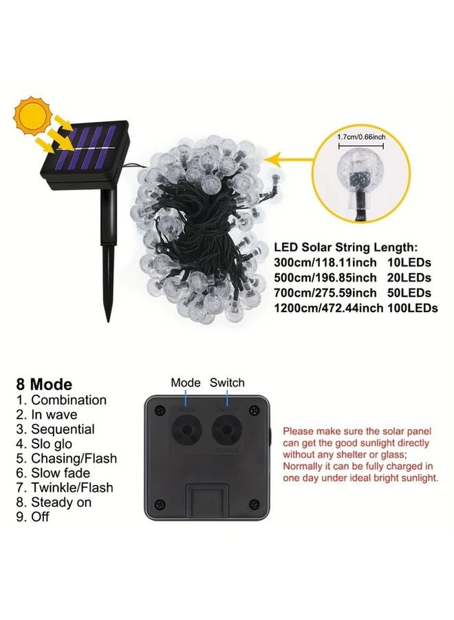 أضواء السلسلة الشمسية مقاومة للماء IP65 100 مصباح LED أبيض دافئ كرة فقاعية كبيرة 8 وظائف - Image 4