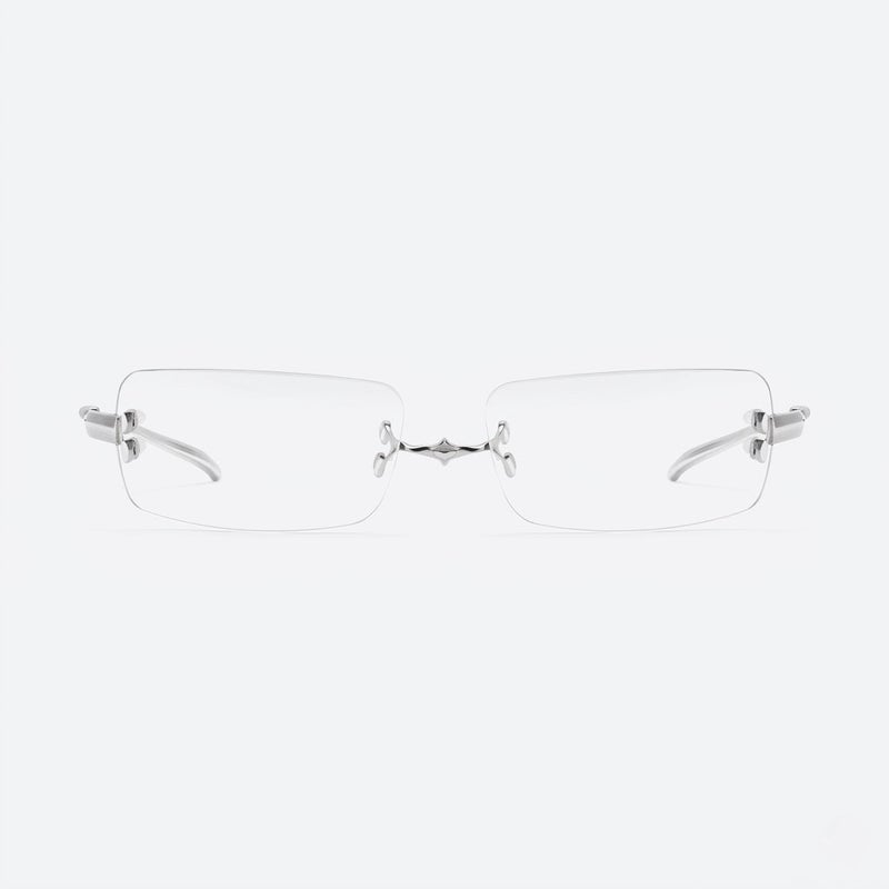 جنتل مونستر نظارات شمسية مستطيلة بدون إطار من Gentle Monster Paranoyd Col.02 61 للجنسين، بإطار معدني فضي وعدسات شفافة - Image 2