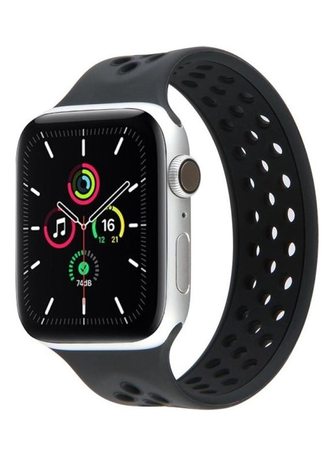 Elastic Watchband For Apple Watch Series 7 45mm/6  SE  5  4 44mm/3  2  1 42mm Black - Image 3