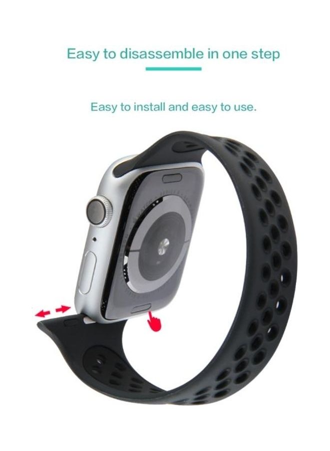 Elastic Watchband For Apple Watch Series 7 45mm/6  SE  5  4 44mm/3  2  1 42mm Black - Image 5