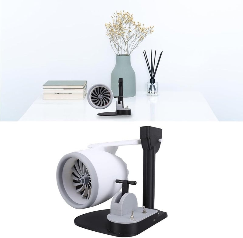 Bewinner 2 In 1 Turbo Desktop Fan, Turbofan Engine Shape Fan with Humidifier and Tail Lights, 3D Printing Desktop Decoration Gift Adjustable Speed Push Rod Equipped (Blue) - Image 2