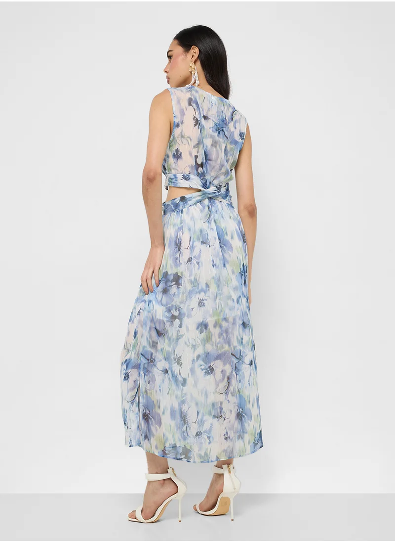 جينجر Floral Print Midi Dress