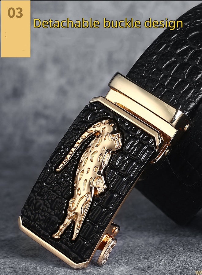 JCB CHIC حزام رجالي من الجلد مع سحاب راتشيت للهدايا واللباس الرسمي والكاجوال، حزام من جلد البقر عصري مع مشبك أوتوماتيكي قابل للتعديل - مناسب للبنطلونات الجينز والبدلات وجميع المناسبات - Image 4