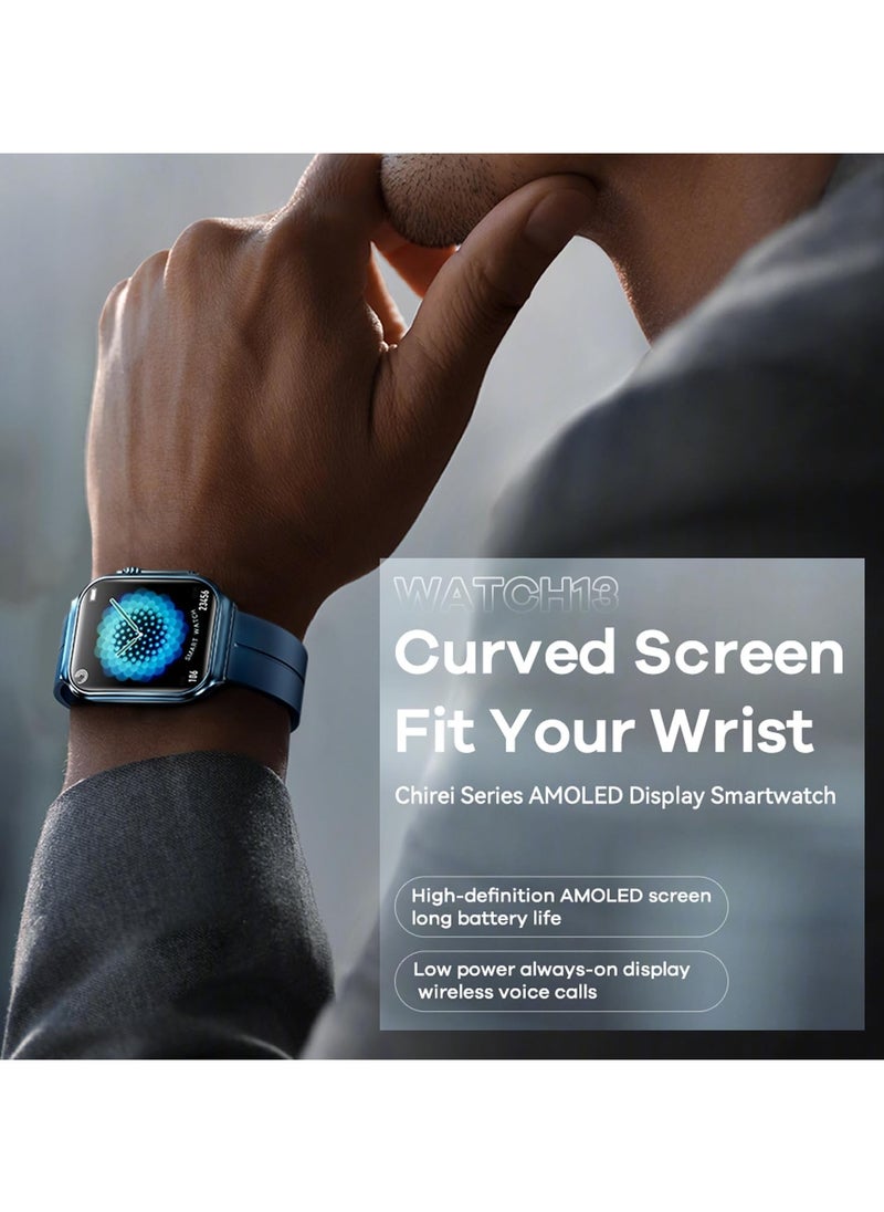 Remax Mena Smart Watch for Men with Bluetooth Call Fitness Watch with Blood Pressure SpO2 Heart Rate Monitor Sports Watch, Blue  - Image 2