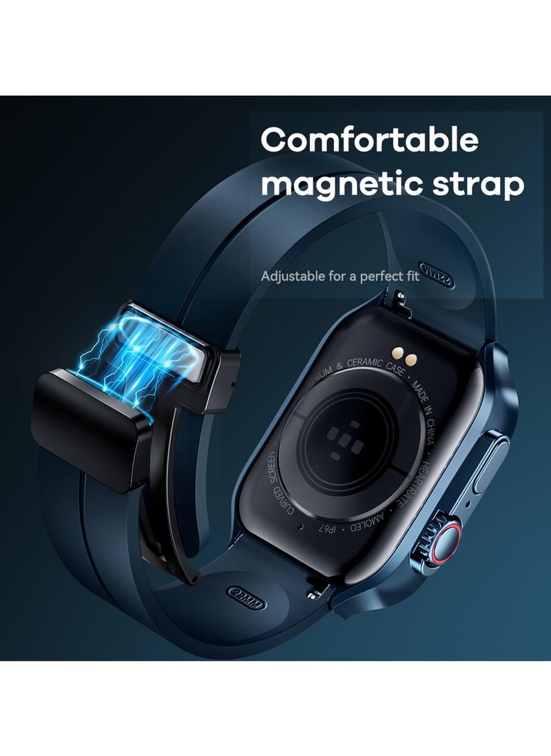 Remax Mena Smart Watch for Men with Bluetooth Call Fitness Watch with Blood Pressure SpO2 Heart Rate Monitor Sports Watch, Blue  - Image 4