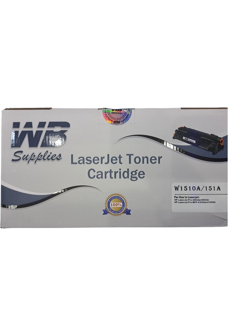 WB HP Compatible 151 151A with Chip W1510A Black Toner Cartridge For HP LaserJet Pro 4003n 4003dn 4003dw 4003w MFP 4103dw 4103fdn 4103fdw Printers 1510A W1510 1510 151A  - Image 1
