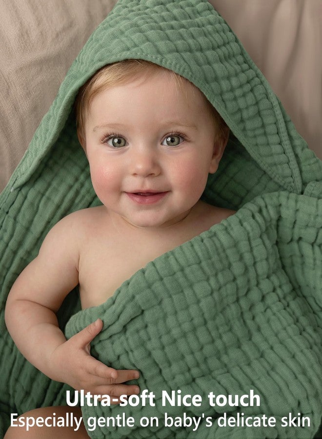 FIEMOL Baby Bath Towels, 100% Muslin Cotton Hooded Baby Towels for Newborn, 2 Pack Baby Towels with Hood for Infant Toddler and Kids, Large 32x32Inch Unisex Bath Essentials, Soft and Absorbent - Image 2